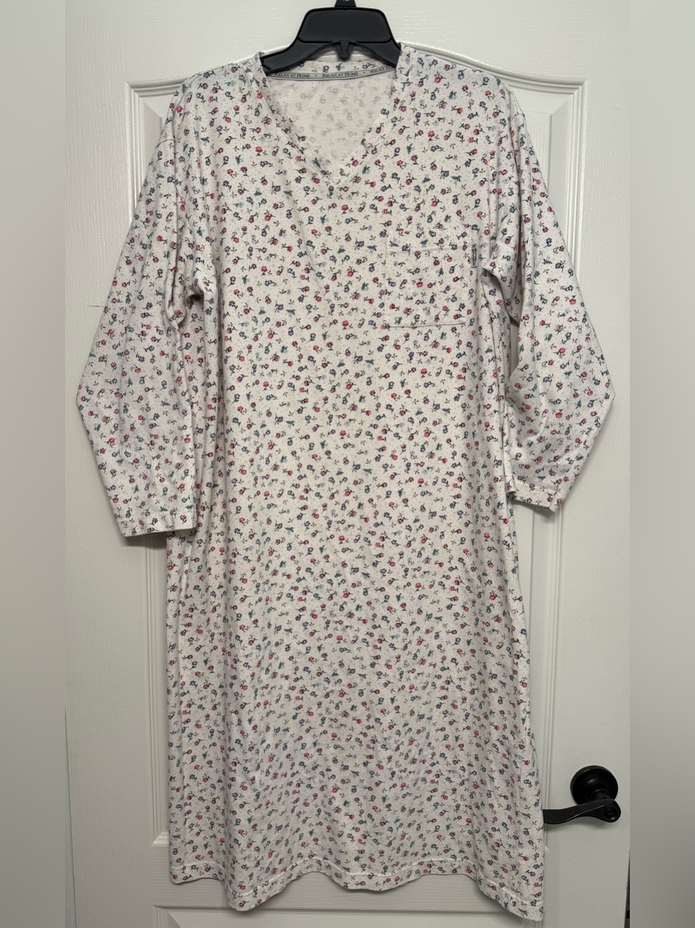At Home Floral Cotton Nightgown Women’s XL Cottagecore Sleep Shirt 43”